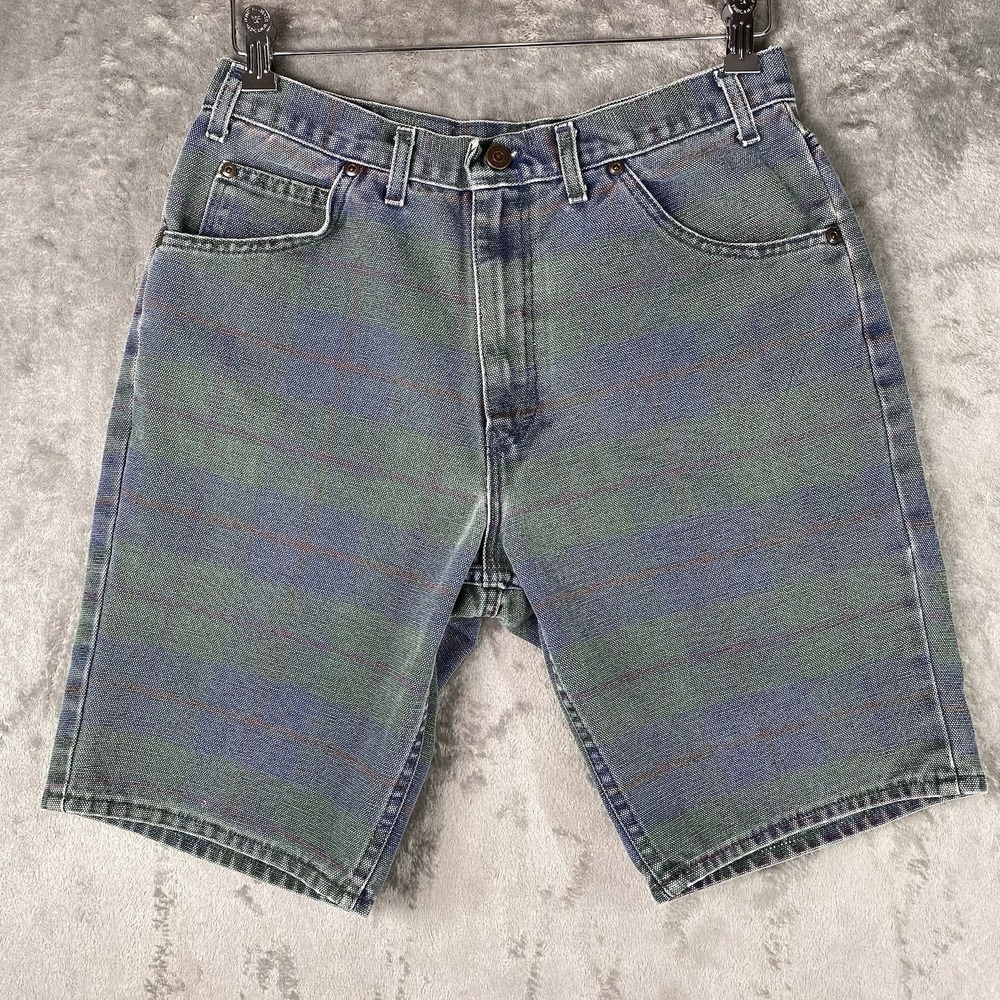 Vintage Canvas Shorts Mens Sz 32 (fit‎ 29) Plaid Denim Jorts 90s Skater Sostanza